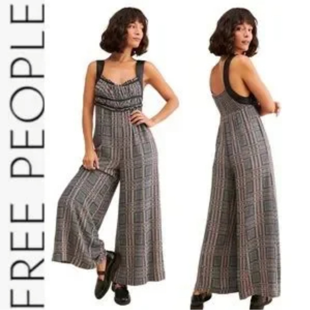 Free People Marley Plaid Jumpsuit new with tags size Xs but fits generou…